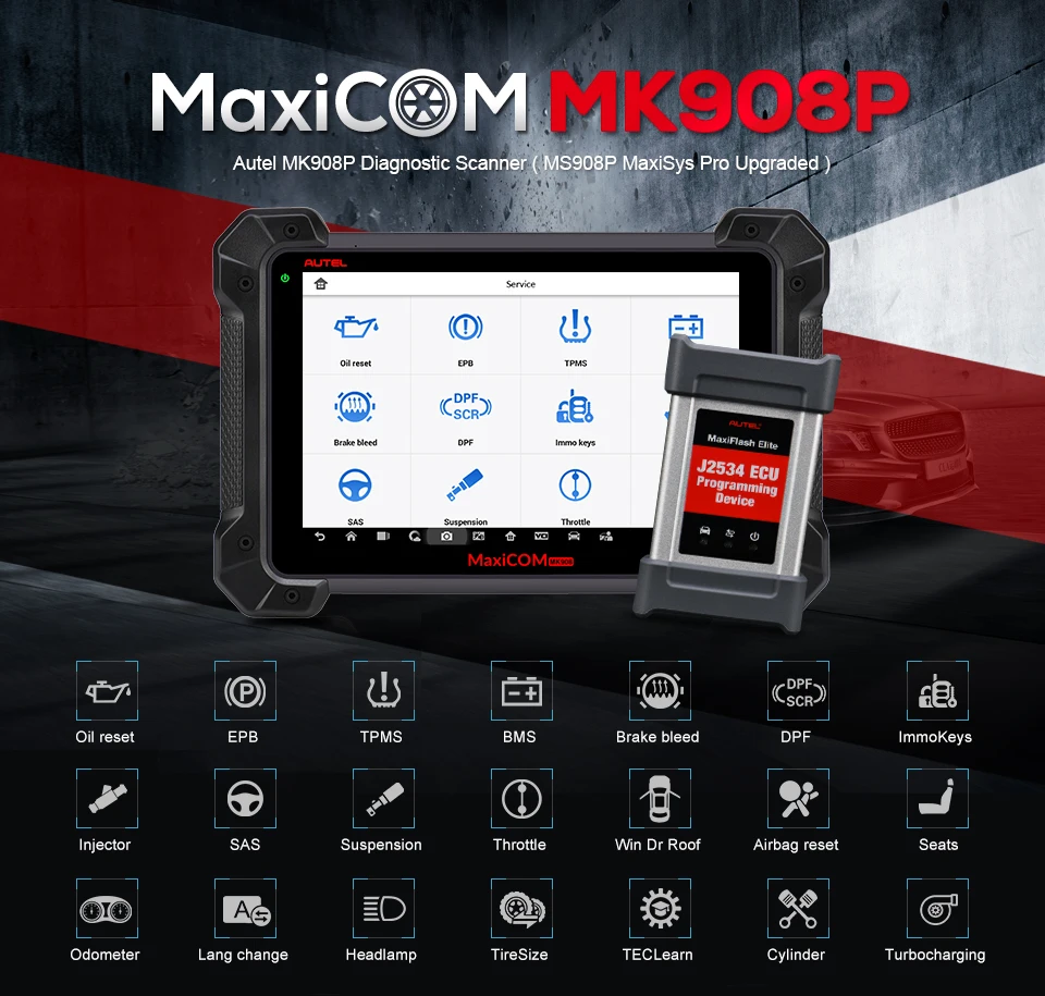 Autel MaxiCOM MK908P Auto Diagnostic Tool Auto Scanner All System ECU programming J2534 Programmer PK Maxisys Elite