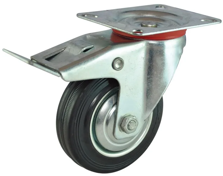3 inch black rubber plain bearing industrial caster wheel