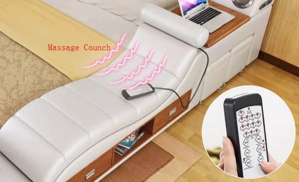 Modern multifunctional leather bed with massage /speakers