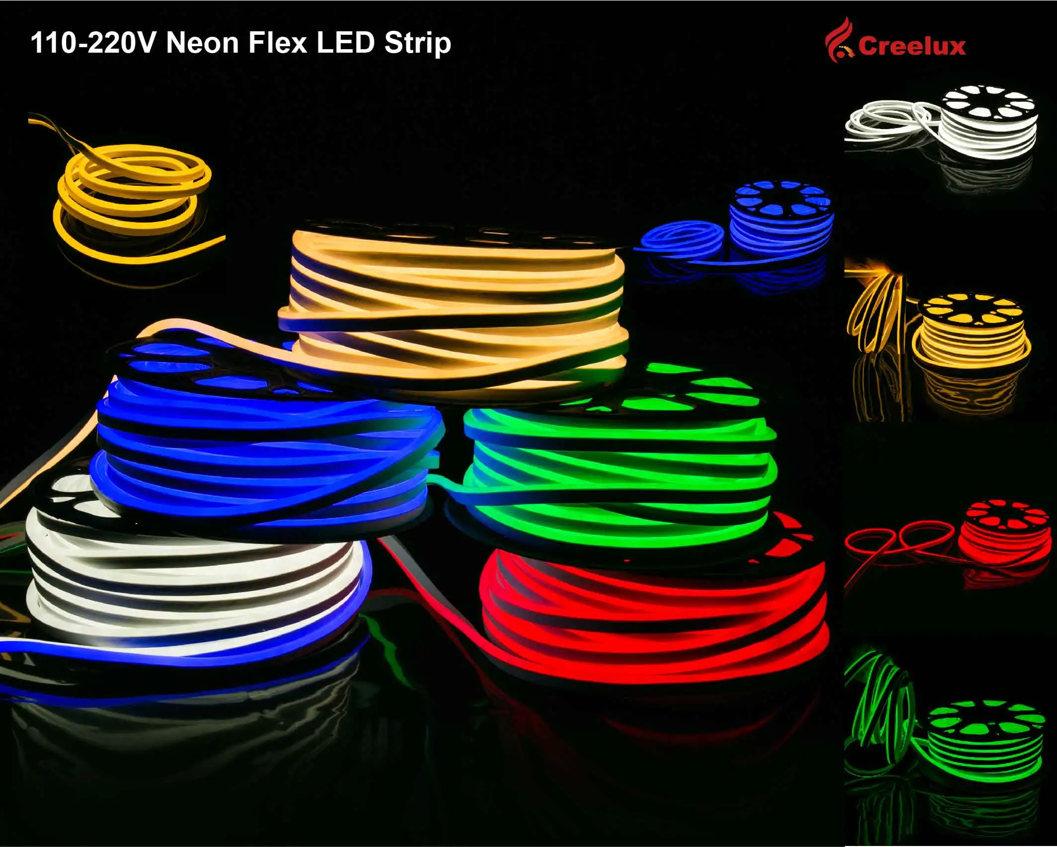 LED Flex Neon Rope Light Silicon PVC Ultra Thin Neon Rope Light High Voltage 110/220V RGB Light Strip