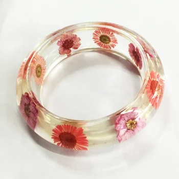 Pink Fl Resin Bangle Dry Flower Bracelet And Natural Pink Fl Resin Bangle Dry Flower