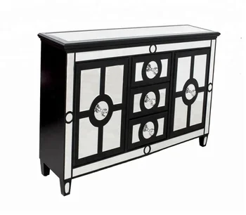 Living Room Black Mirrored Furniture Chest Tv Cabinet With Drawers