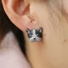 100% 925 sterling silver or brass factory customize cute animal girl women pave cz 2018 new puppy dogs studs earring