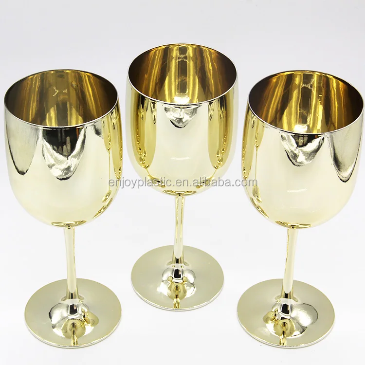gold plastic wine goblets