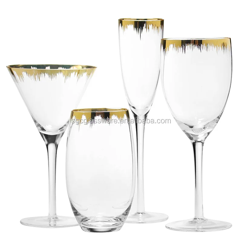 Sxgc Wholesale Handmade Gold Silver Rim Wine Glass Fancy Wine Glass
