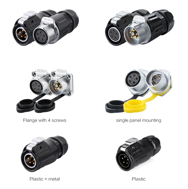 Cnlinko 5 Pin Hembra Macho El&eacute;ctrico Impermeable De Montaje En Panel