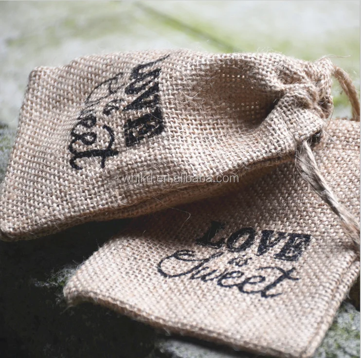 Custom Printed Gift Hessian Nepal Hemp Pouches Wholesale Hemp Jute