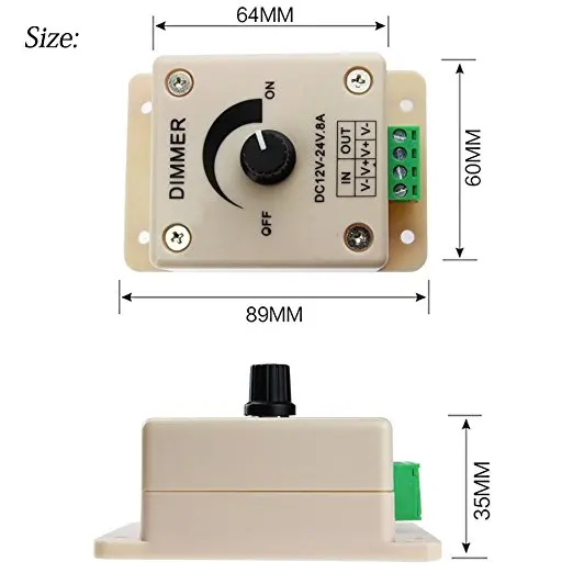 Hot sale PWM Dimming Dimmer Controller Switch For LED Lights or Ribbon 3528 strip 12V 8A Dimmer