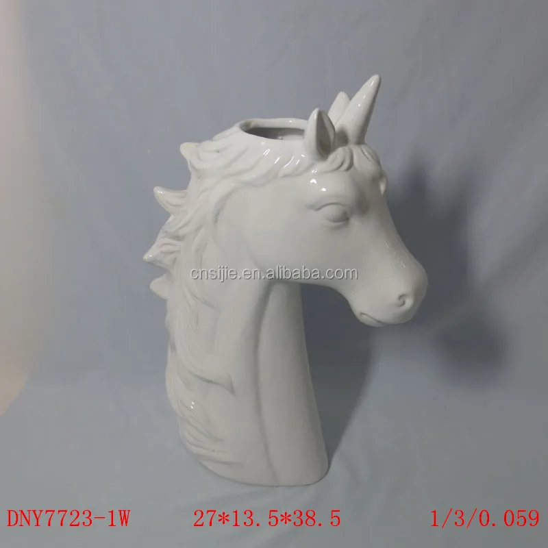 Wholesale ceramic decorative white unpainted unicorn figurines