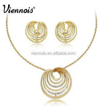 Viennois Clic Gold Color Woman Jewelry Rhinestone Paved Hollow Viennois Clic Gold Color Woman Jewelry Rhinestone Paved Hollow Out Multiple Layers Round Pendant Stud Earrings