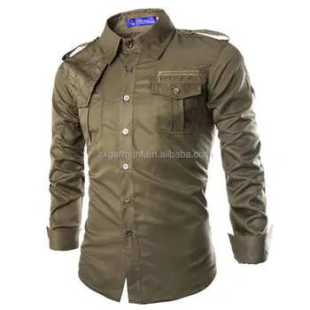 camisas tipo militar para hombre