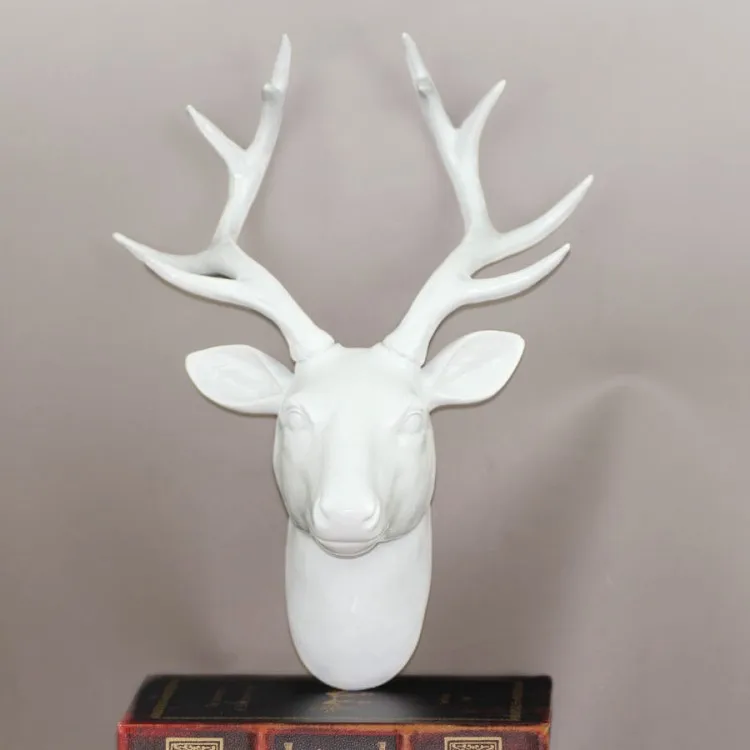 large white resin deer head