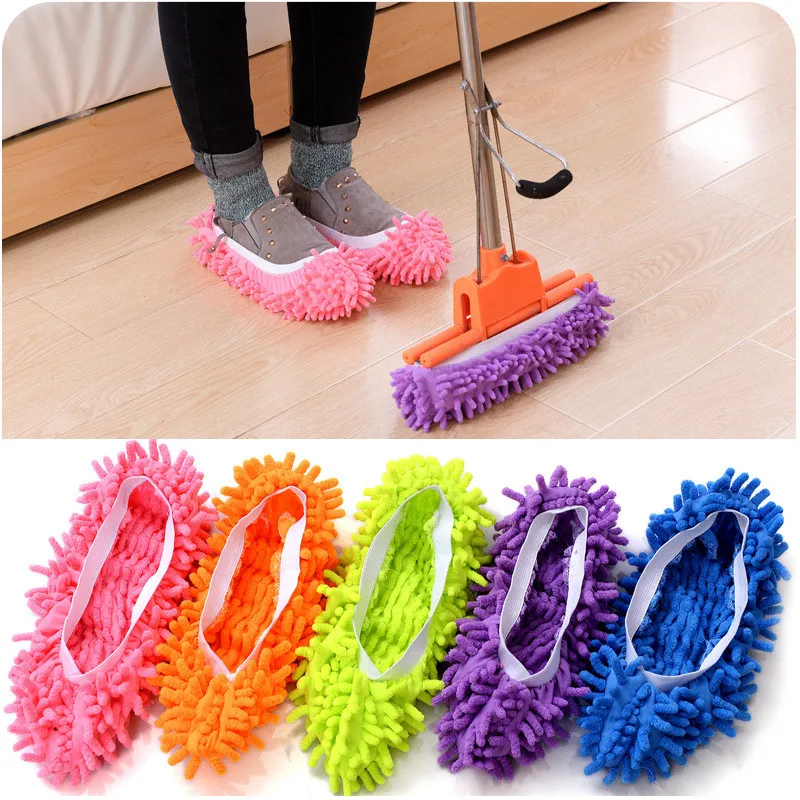 Chenille Microfiber Dust Floor Cleaning Mop Slipper Mopping Shoes Microfiber Dust Floor Cleaning Mop