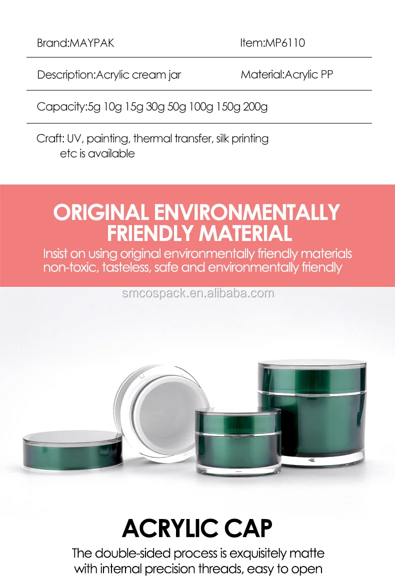 Mp6110 Pmma Pet Pot Cosmétique Acrylique De Luxe Grande Forme Ronde