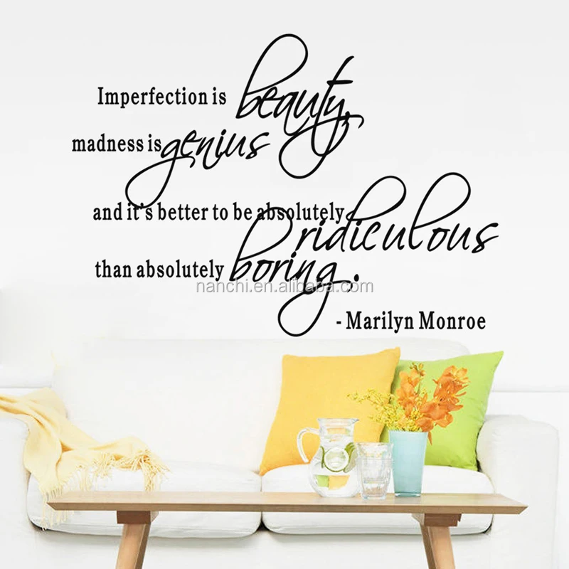 Marilyn Monroe quote wall decals Beauty home decal Wall Sticker Wallpaper girls room bedroom decorative supply print stickers