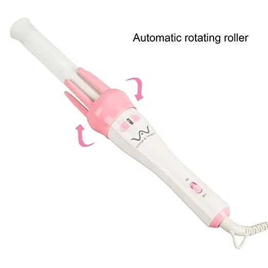 Pink 360 Spin Styler 1 Inch Barrel Automatic Hair Curler Curling Wand Ceramic Professional Auto 