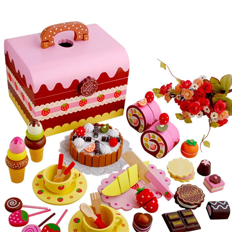 Details about   Wooden Magnetic Chocolate Cake Play Food Pretend Cutting Toy Kid Educational 