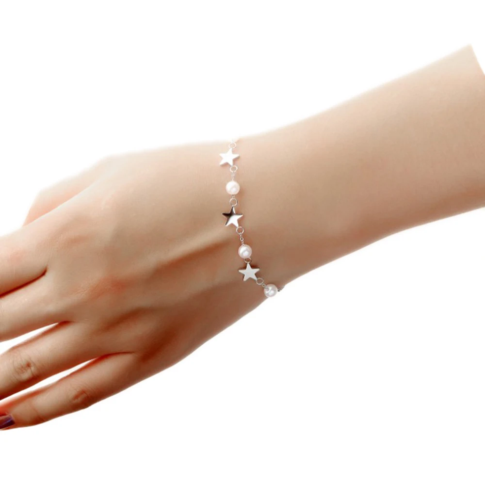 Beauty precious stone star design fashion girl pearl bracelet