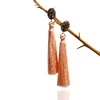 Colorful Rhinestone Crystal Studs Long Tassel Statement Earrings