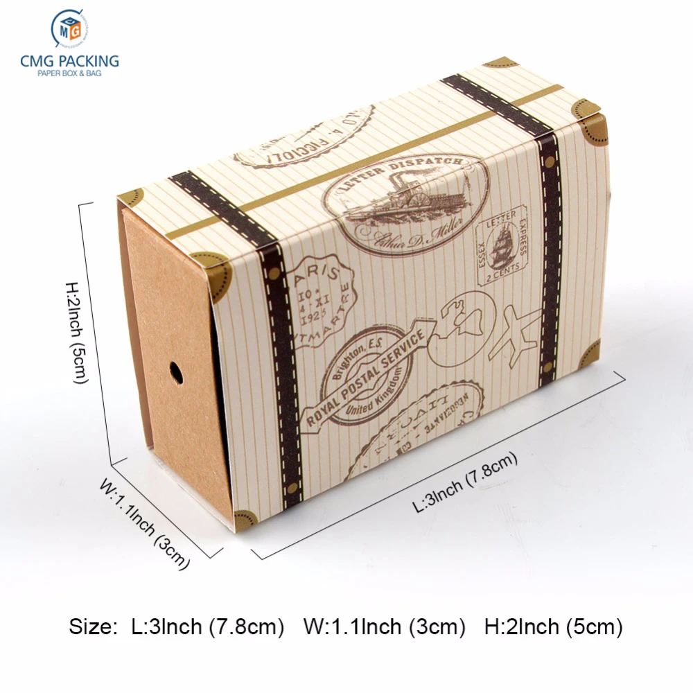 Suitcase Candy Box Wedding Favors Travel Paper Gift Boxes with Card 