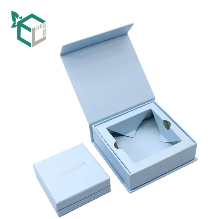 blue color magnetic closure Ring Box 