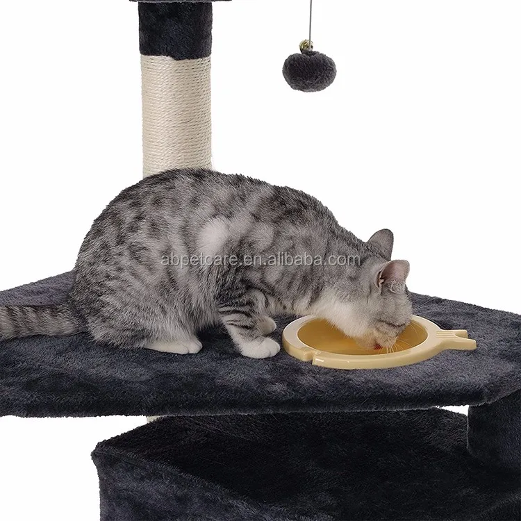 Multilevel Cat Tree With Feeder Bowl,Sisalcovered Scratching Posts