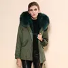 Fashion design new style ladies pretty elegant fur coat with real raccoon fur collar