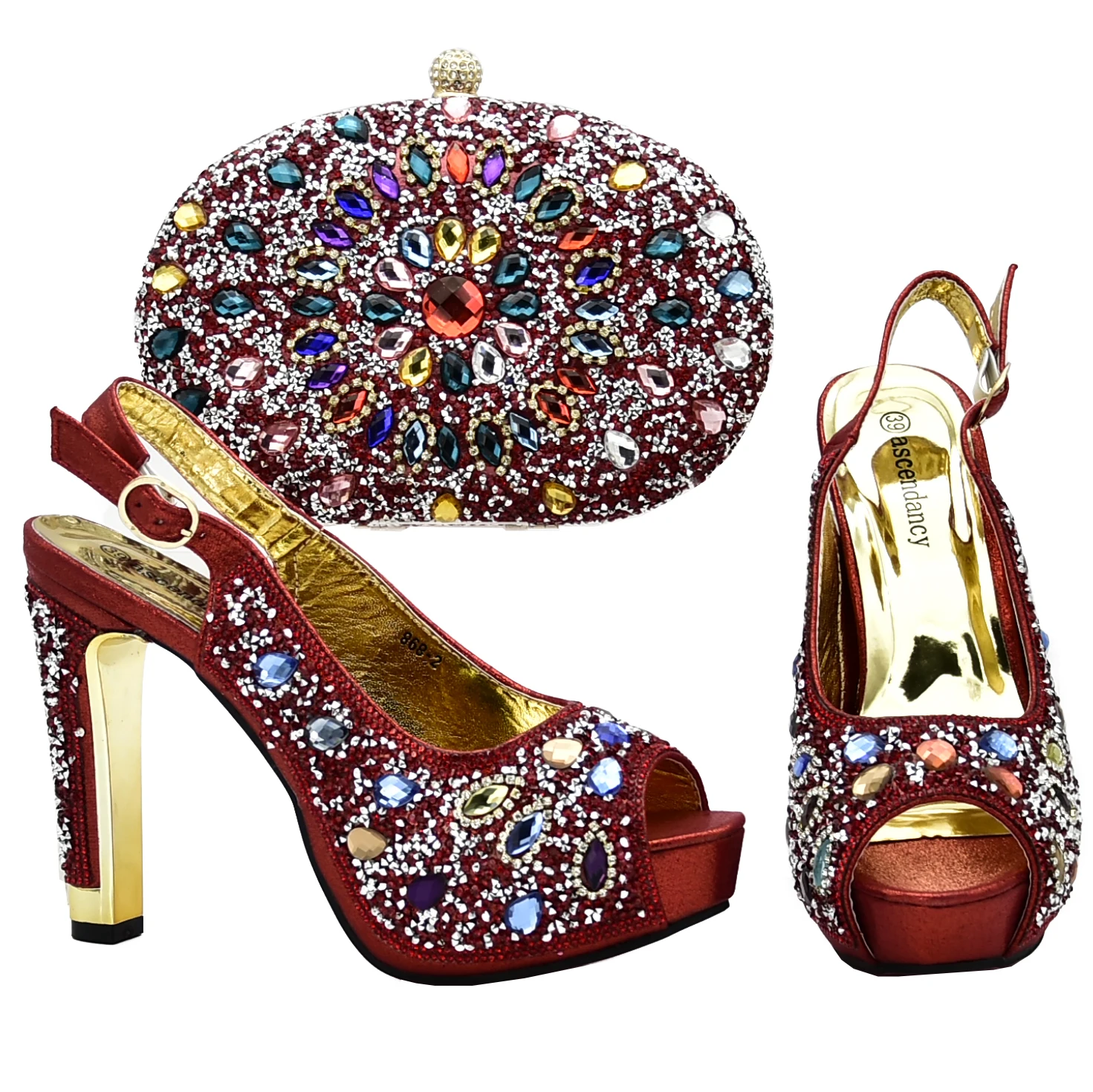 High Heel Matching Shoes And Bag Genuine Leather Italian Shoes And Bag