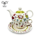 Heart pattern 1pot 1cup 1saucer one person coffee teapot set for gift