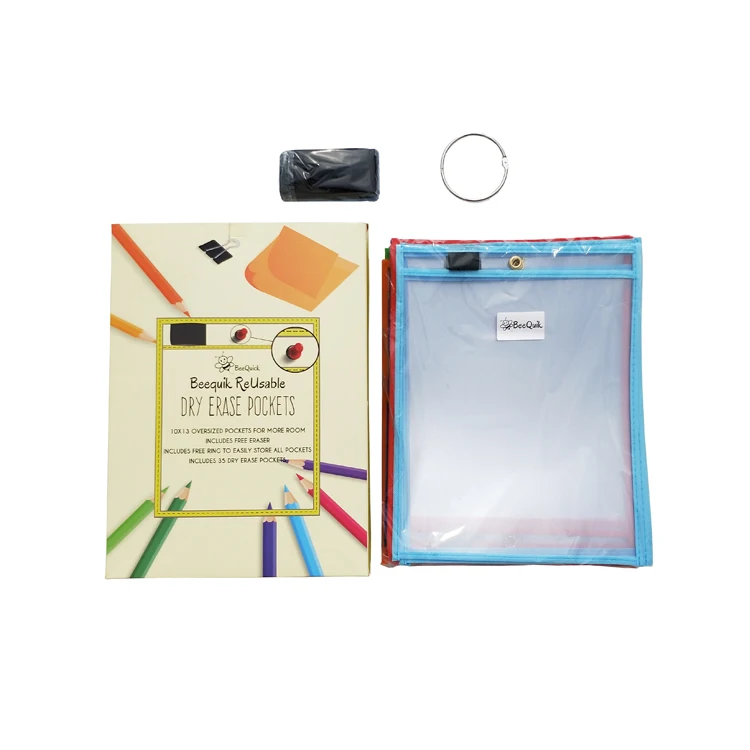 Packet of 30 Pockets Size 10 X 13 Inches Dry Erase Pockets 