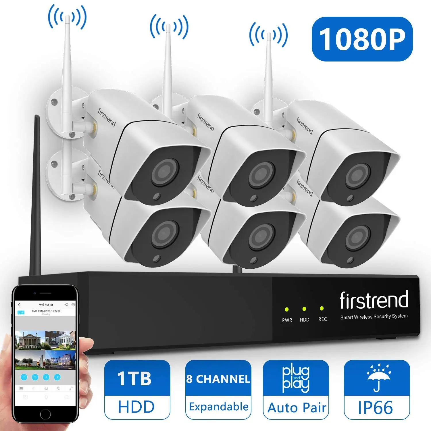 Buy 1080P Wireless Security Camera System, Firstrend 8CH Wireless NVR