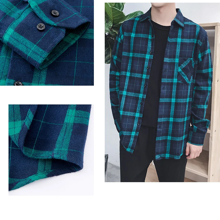 In stock service flannel men shirt with multiple colors plaid leisure shirt