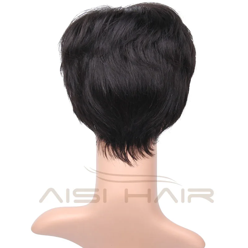 Short Straight Brazilian Black Human Hair Wigs For Women