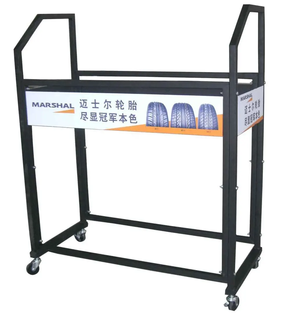 Moving 2 Layers Heavy Tire Display Stand/ Mobile Tire Rack - Buy Mobile ...