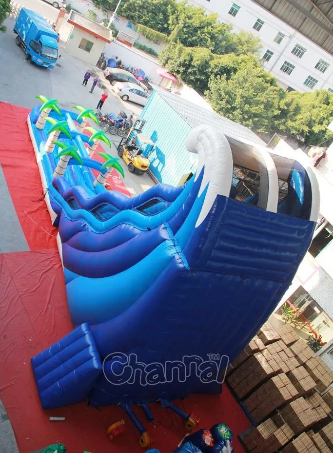 Giant/ Large Inflatable Tropical Wave Water Slide With Pool For Clearance Sale