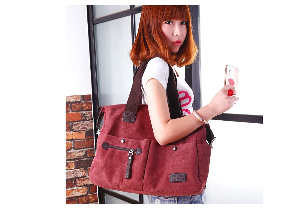 2018 New Women Cheap Eco Friendly Simple Style Big Capacity Canvas Shoulder Bag