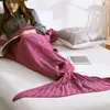 Adult Kids Mermaid Tail Knitted Hand Crochet Soft Warm Sleeping Bag Wrap Blanket