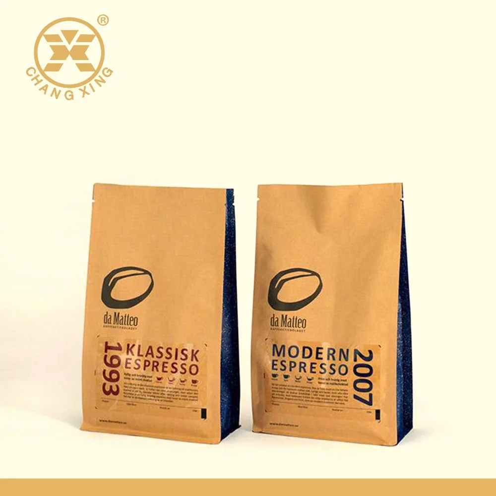 box bottom peel to tear zipper coffee bag flat bottom paper