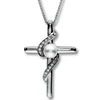 Freshwater Pearl Sterling Silver Cross Over Pendant