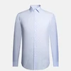 Cut away flowers pattern cotton blue dress shirts for men