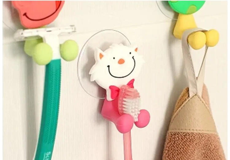 Novelty Animal Head Silicone Toothbrush Holder With Suction Cups(size