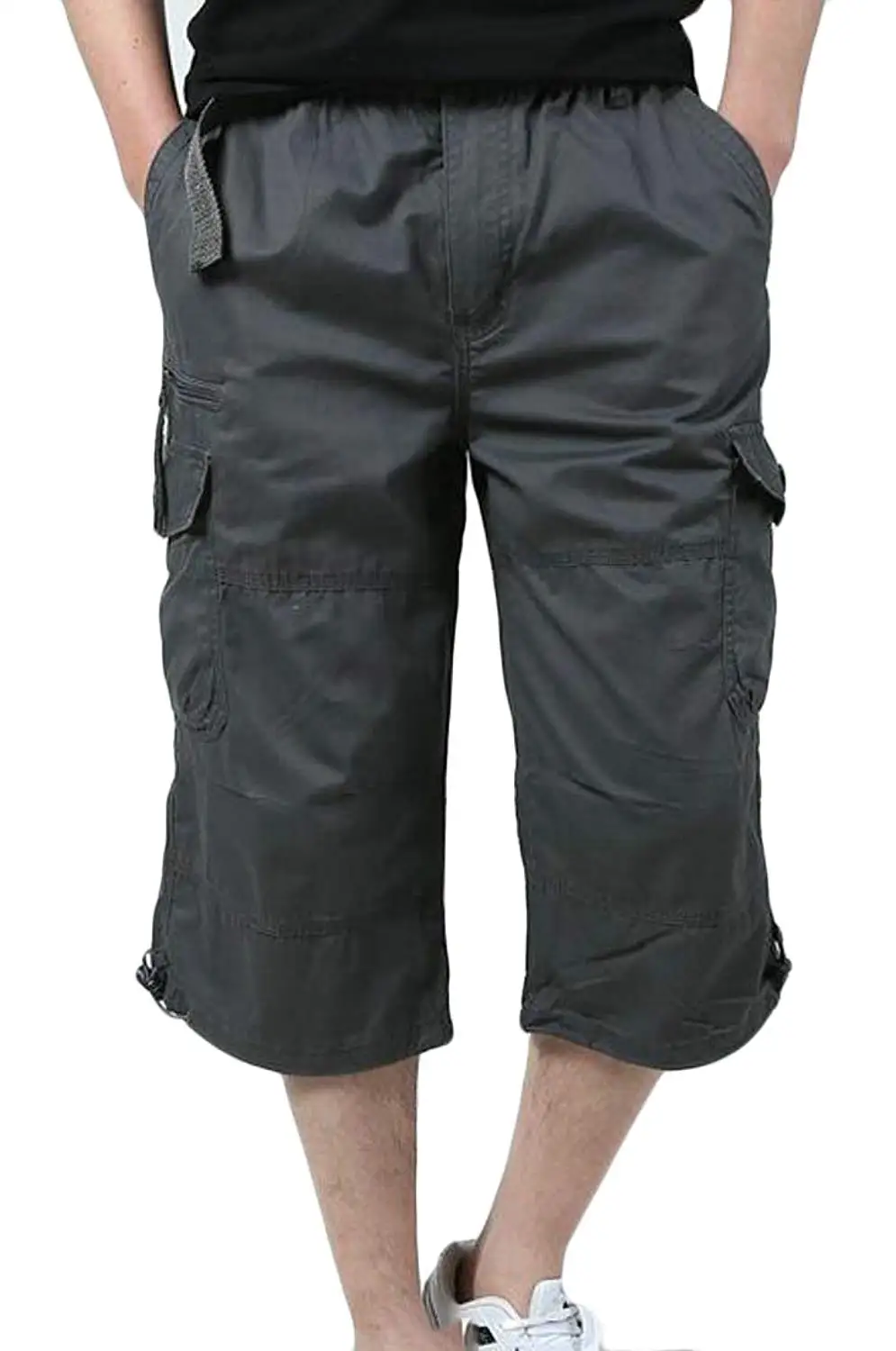 ONTBYB Mens Classic-Fit Solid Cargo Short Elastic Waist Gym Shorts