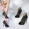 c10088a autumn women rivet high heel shoes black ankle boots