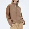 Cozy fur solid color turtle collar women's quarteer zip sherpa fleece pullover