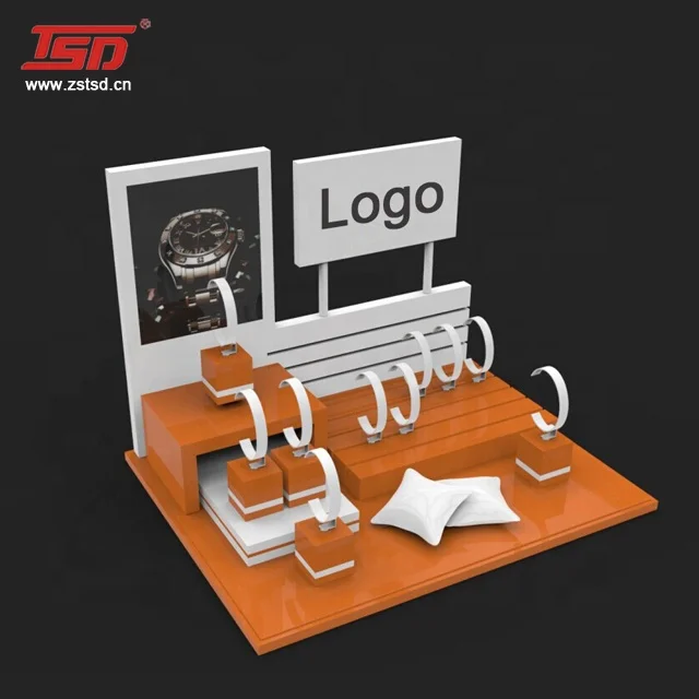 Luxury Retail Wooden Watch Strap Display Stand Holder For Counter Top