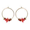 Red Natural Stone Hoop Earrings Boutique