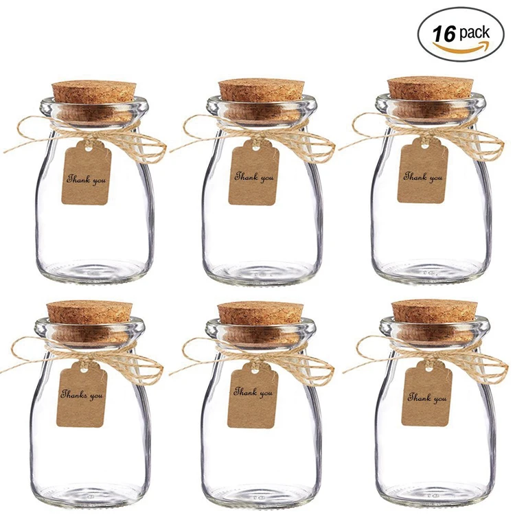 100ML 3.4oz Glass Favor Jar with Cork Lids,Escort Card and Twine Wedding Favor Party Favor Glass Bottles Honey Pot Bottles