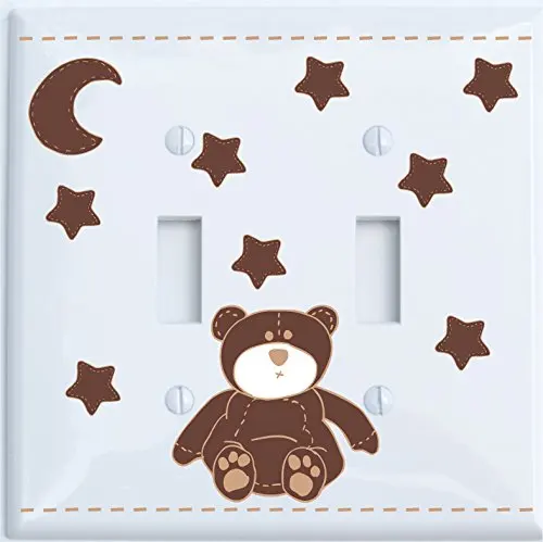 Buy Brown Teddy Bear Light Double Switch Plate Cover With Brown