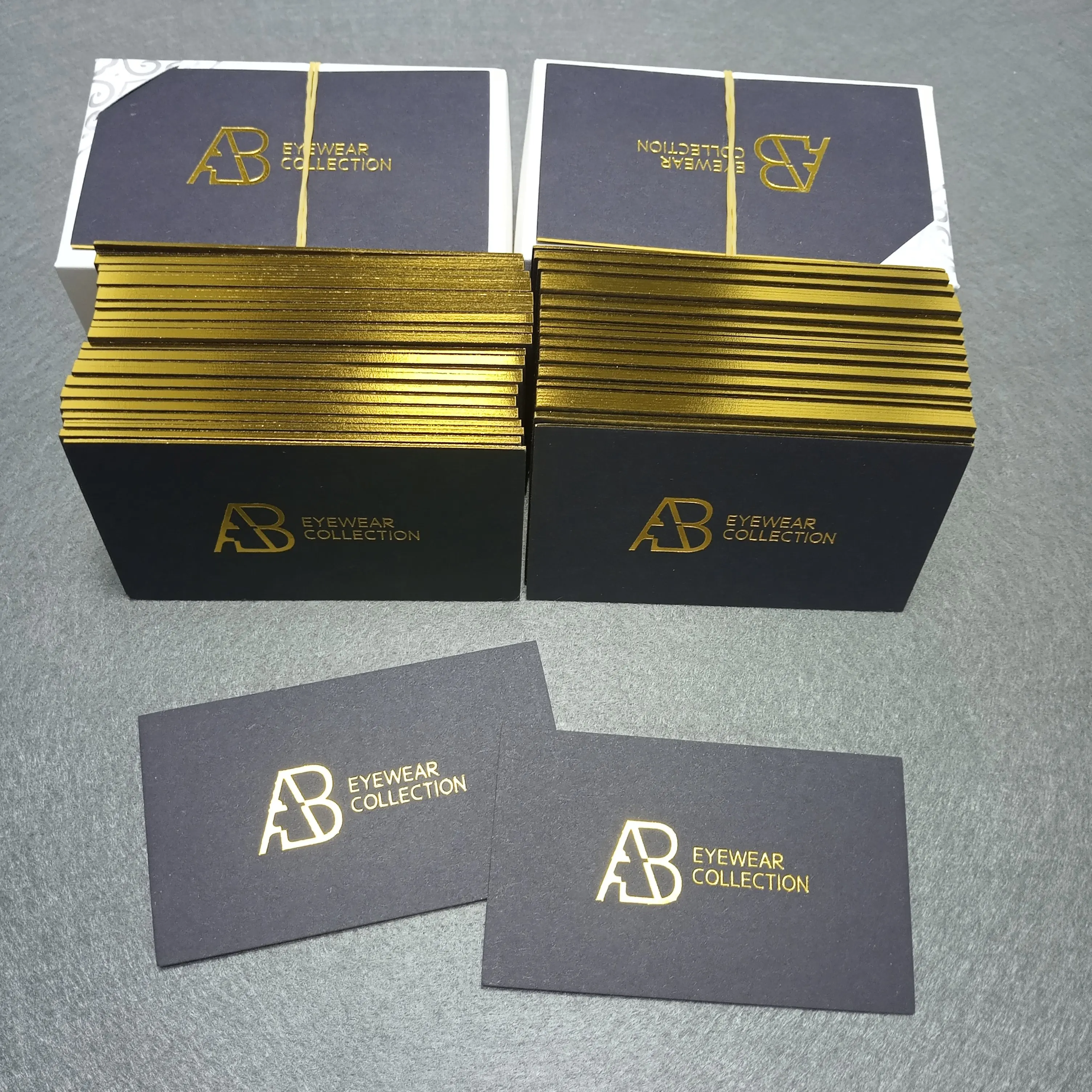 Luxury Hot Stamping Gold Foil Black Cardboard Business Cards Visiting