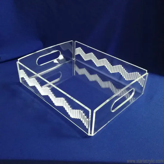 Clear Acrylic Drink Beverage Tray,Lucite Coffee/tea/barware Serving